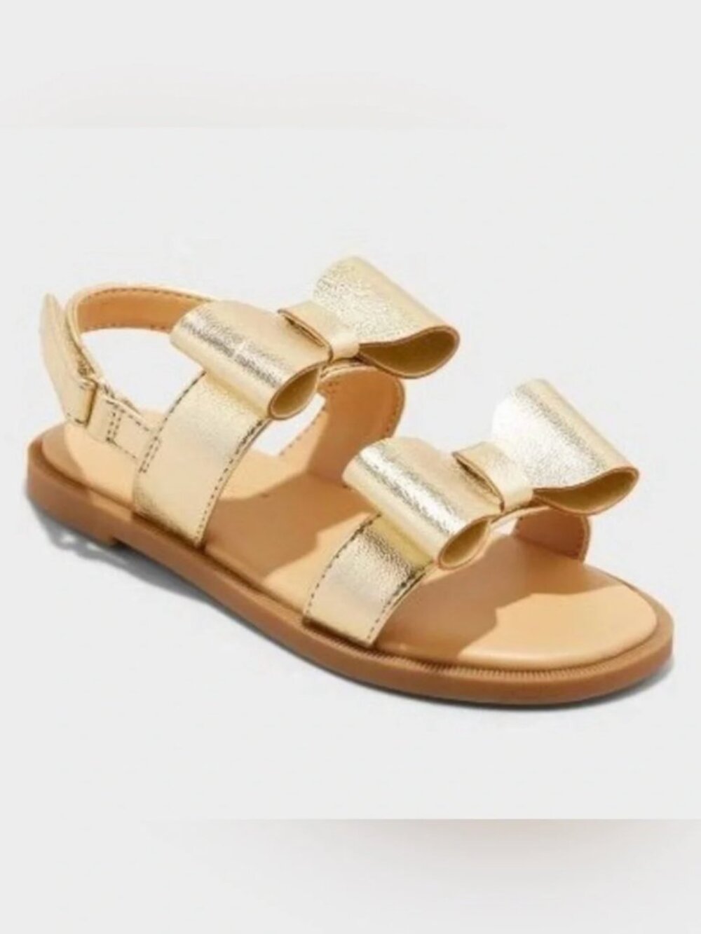 Cat & Jack Toddler Girls Bow Sandals Gold Size 10 - Picture 7 of 7